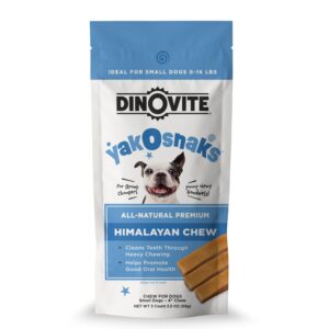 dinovite yakosnaks - himalayan yak chews for dogs - long lasting and low odor yak cheese dog chews (small dogs)