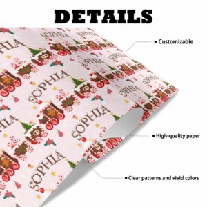 Artsadd Custom Christmas Wrapping Paper Rolls with Name Xmas Snowflake Personalized Birthday Gift Wrapping Paper for Kids Men Women 58"x 23"