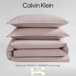 Calvin Klein - Queen Duvet Cover Set, Luxuriously Soft Percale Bedding, Sustainable Fabric Construction (Naturals Solid Fresh Taupe, Queen)