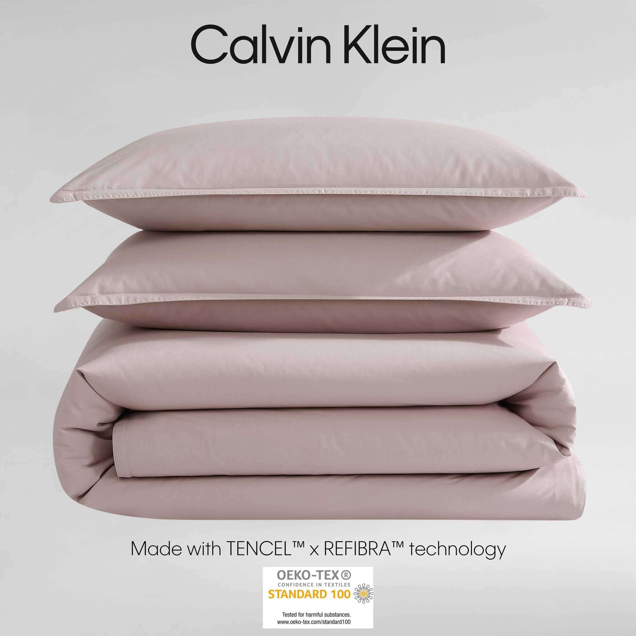 Calvin Klein - Queen Duvet Cover Set, Luxuriously Soft Percale Bedding, Sustainable Fabric Construction (Naturals Solid Fresh Taupe, Queen)