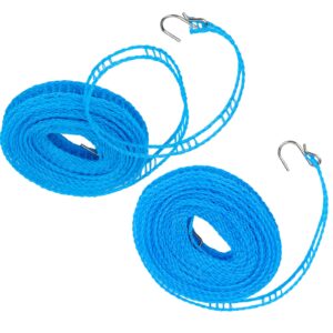 2 pack clothes line windproof clothes line with hooks portable clothesline travel clothesline non-slip nylon clothesline for hanging clothes outside(5m/16.4ft)