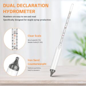 EIHFHIE Maple Syrup Hydrometer Test Cup Kit, High Accuracy Hydrometer Maple Syrup Density Kit, Baume and Brix Scale Easy to Read, Stainless Steel Test Cup with Cleaning Brush