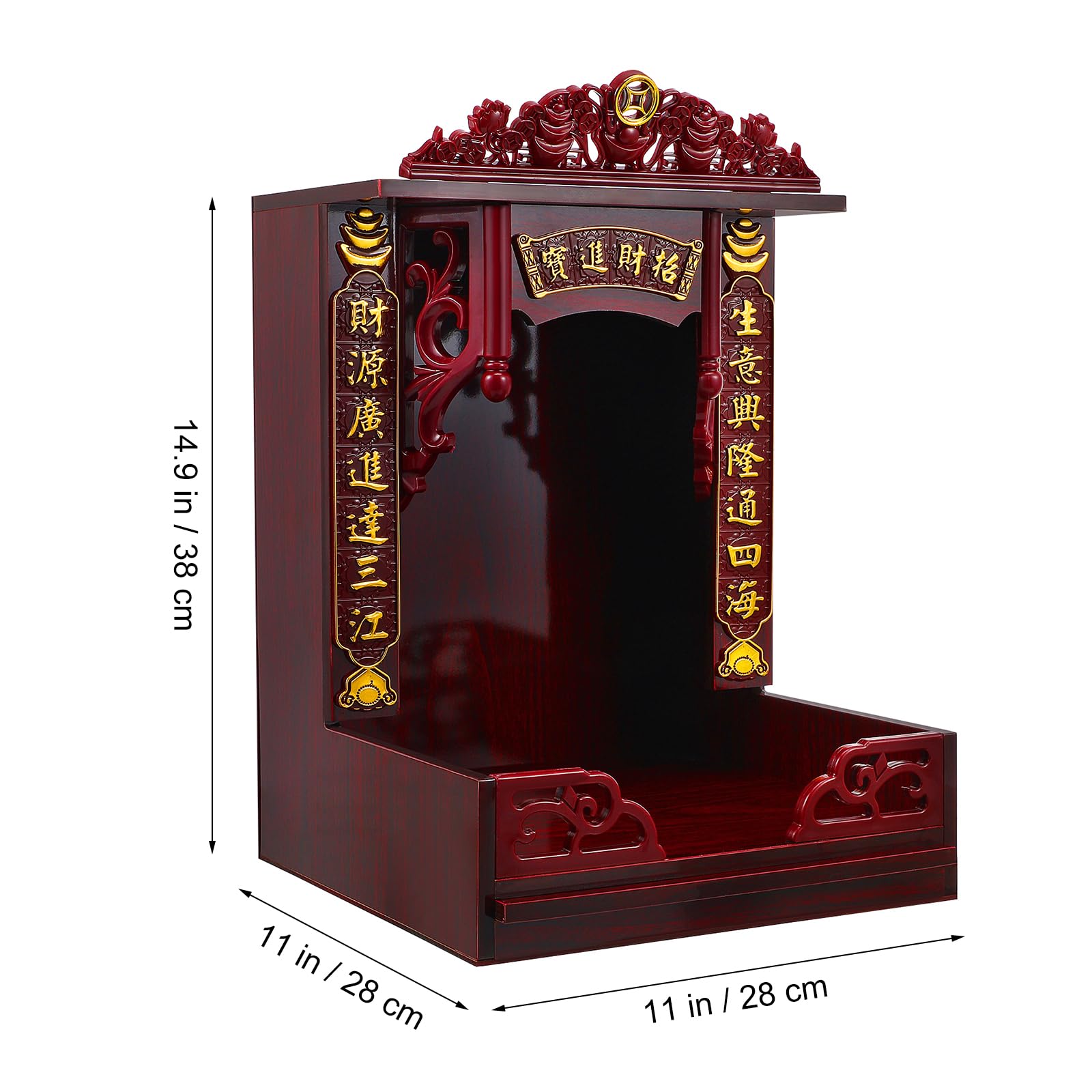 BESTOYARD for Buddha Altar Shelf for Wall Altar Cabinet Wall Mount Japanese Decor Buddha Shelf for Desktop Chinese Decor Buddhist Altar Wall Shelf Temple Buddha Statue Wood Red Pet