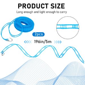 2 Pack Clothes Line Windproof Clothes Line with Hooks Portable Clothesline Travel Clothesline Non-Slip Nylon Clothesline for Hanging Clothes Outside(5m/16.4ft)