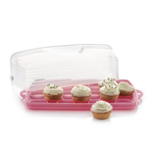 Tupperware - Rectangular Cake and Cupcake Carrier - Holds 18 Cupcakes