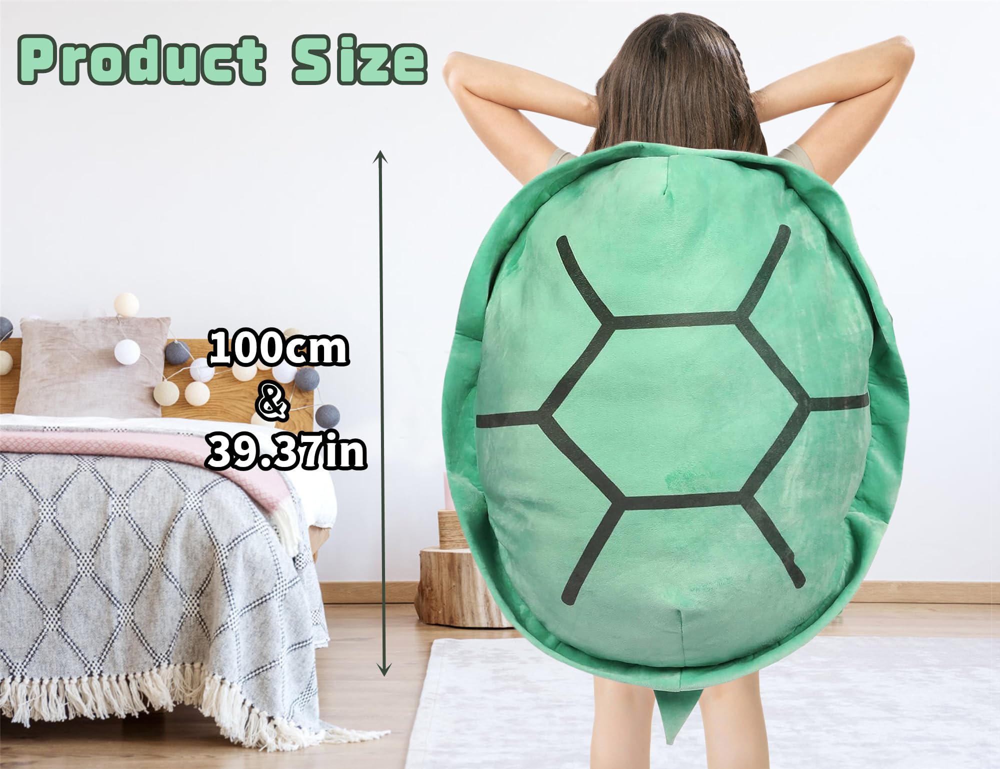 Rruonshully 40 Inch Wearable Turtle Shell Pillows Tortoise Shell Plush Turtle Stuffed Animal Dress Up Cushion Costume for Adlut