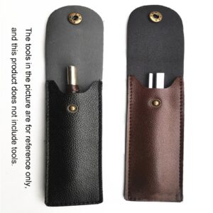 MUZZIOU Ultrathin Leather Knife Tool Sheath Case, 2 Pcs Portable Folding Knife Sheath Pocket Knife Sheath Within 6.2Inch In Length for Hand Guard Gift Small Tool Pen (Brown)