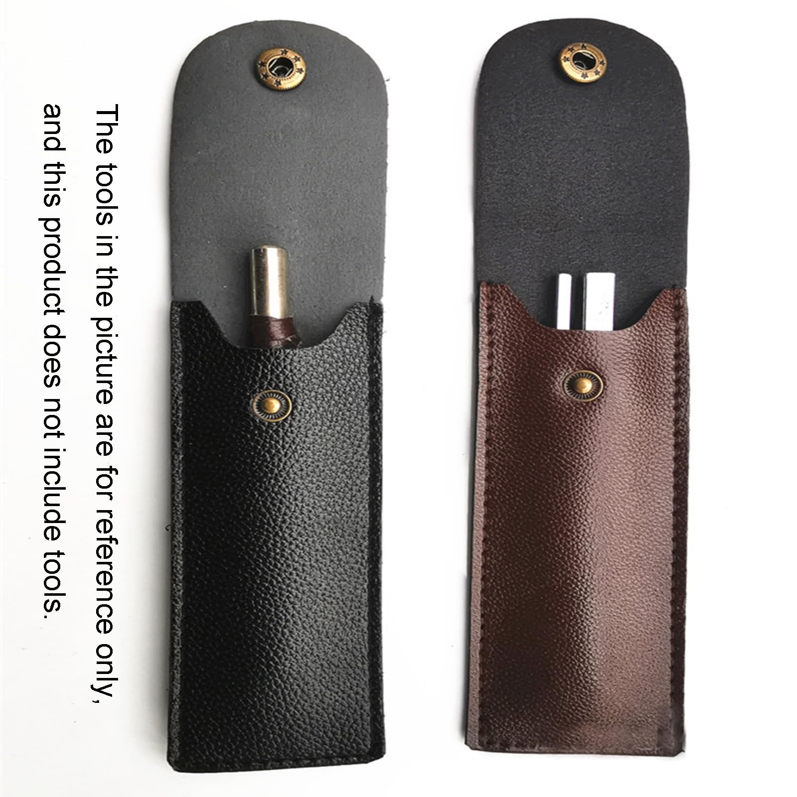 MUZZIOU Ultrathin Leather Knife Tool Sheath Case, 2 Pcs Portable Folding Knife Sheath Pocket Knife Sheath Within 6.2Inch In Length for Hand Guard Gift Small Tool Pen (Brown)