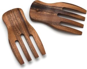 salad hands, set of 2 acacia wood salad servers, great for tossing and serving salad, pasta and more, 7-inch (acacia salad hands)