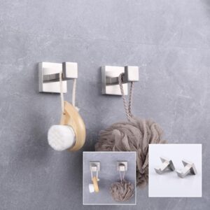 GERZWY Brushed Stainless Steel Towel Hook Robe Hook Coat Hook Heavy Duty Wall Mounted Luxury Hooks for Bathroom Hotel 2 Pack