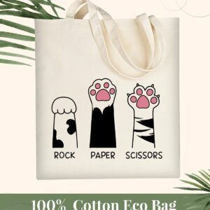 AUSVKAI Canvas Tote Bag Aesthetic for Women, Cute Cat Reusable Cloth Cotton Bags for Shopping college Beach Trendy Gifts