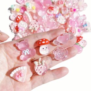 FULUSODO 60pcs Slime Charms Cute Set, Bulk Mixed Resin Charms Set Ornament Scrapbooking