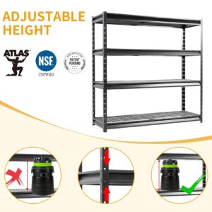 Shuntong The Atlas 72" W Heavy Duty Garage Shelving Load 8000 Lbs, 4 Tier Metal Storage Shelves, Adjustable Industrial Steel Rack for Warehouse Basement Shop, 72" W x 24" D x 72" H, Black