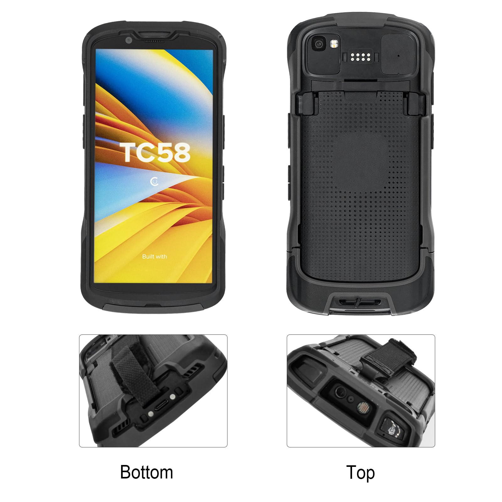 TC53 Protective Cover Bumper Case for Zebra Symbol TC53 TC58 Handheld Barcode Scanner Mobile Terminal,Rugged Case Black