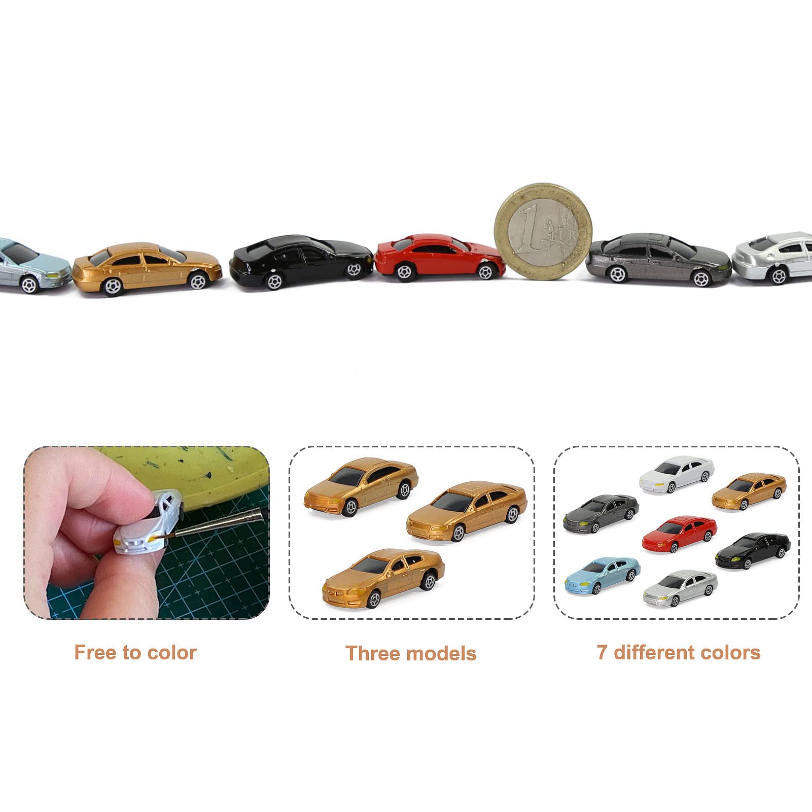 50pcs N Scale 1:160 Model Car Model Train Layout Building Accessories Scenery (50pcs - 1:150 Scale)