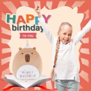 Happy Birthday Plush Pillow, Fun Birthday Plush 10 Inches, Soft Creative Animal Plush Decoration, Suitable as a Surprise Birthday Gift for Boys and Girls (Happy Birthday Dolphin, Small)