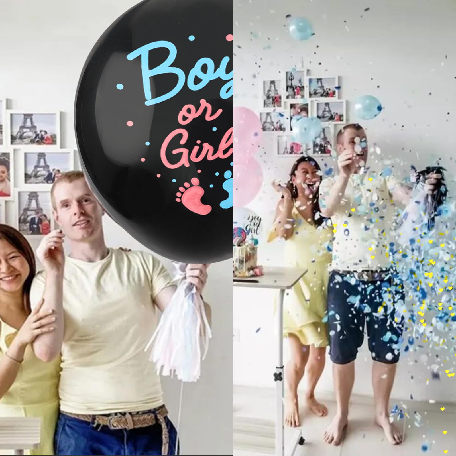 Gender Reveal Balloon Gender Reveal Ideas Baby Boy or Girl Balloon Black 36 Inch Gender Reveal Confetti Balloon Kit with Blue Pink Confetti for Baby Reveal Ideas Party Supplies Baby Shower Decorations