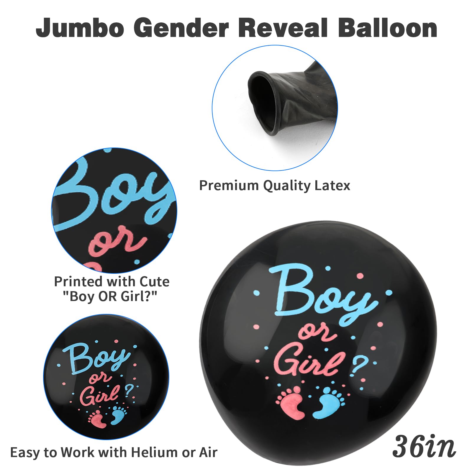 Gender Reveal Balloon Gender Reveal Ideas Baby Boy or Girl Balloon Black 36 Inch Gender Reveal Confetti Balloon Kit with Blue Pink Confetti for Baby Reveal Ideas Party Supplies Baby Shower Decorations