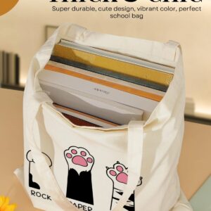 AUSVKAI Canvas Tote Bag Aesthetic for Women, Cute Cat Reusable Cloth Cotton Bags for Shopping college Beach Trendy Gifts