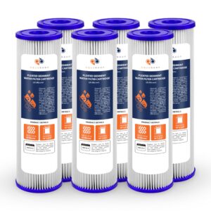 aquaboon 20 micron pleated sediment filter cartridge 10" x 2.5" whole house water filter replacement compatible with wfpfc3002, whkf-whpl, 6-pack