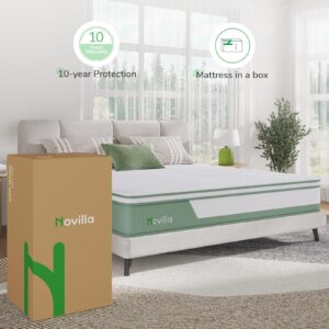 Novilla Mattress King, 12 Inch 5-Zone Hybrid Mattress with Gel Memory Foam for Pressure Relief & Cool Night, Midume Firm King Bed Mattress in A Box