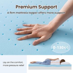 UniPon 4 Inch Firm Mattress Topper Queen, Gel Infused Ventilated Bed Topper for Back Pain Relief - Firm Foam Mattress Topper, CertiPUR-US Certified