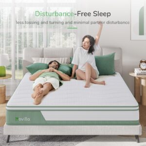 Novilla Mattress King, 12 Inch 5-Zone Hybrid Mattress with Gel Memory Foam for Pressure Relief & Cool Night, Midume Firm King Bed Mattress in A Box