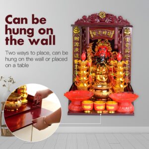 BESTOYARD for Buddha Altar Shelf for Wall Altar Cabinet Wall Mount Japanese Decor Buddha Shelf for Desktop Chinese Decor Buddhist Altar Wall Shelf Temple Buddha Statue Wood Red Pet