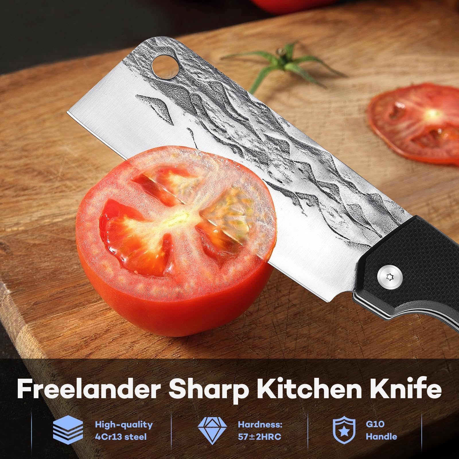 Freelander Folding Chef Knife,6" Portable Cooking Knife,High Carbon Stainless Steel Blade with G10 Handle,Suitable for Home Kitchen and Outdoor Camping