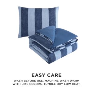 Juicy Couture Denim Stripe Twin/Twin XL Duvet Cover Set - 2-Piece Machine Washable Reversible Blue Bedding Duvet Cover and Sham Set