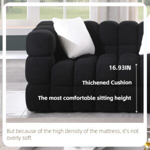 Olodumare 84.3" Modern Cloud Couch with Extra Deep Seats,3 Seater Sofa,Cream Boucle Couch with 2 Pillows Decor Furniture,Marshmallow Tufted Couches for Living Room,Office.Black