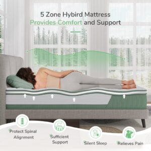 Novilla Mattress California King, 12 Inch 5-Zone Hybrid Mattress with Gel Memory Foam for Pressure Relief & Cool Night, Midume Firm Cali King Mattress in A Box