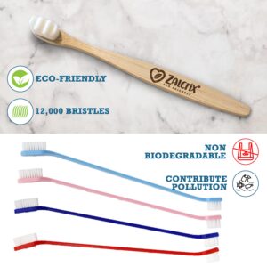 zalcrix ECO-FREINDLY Dog Toothbrush - Natural Bamboo with 12,000 Ultra-Soft Bristles for A Gentle Yet Effective Clean Ideal for Your Pet's Sensitive Teeth and Gums