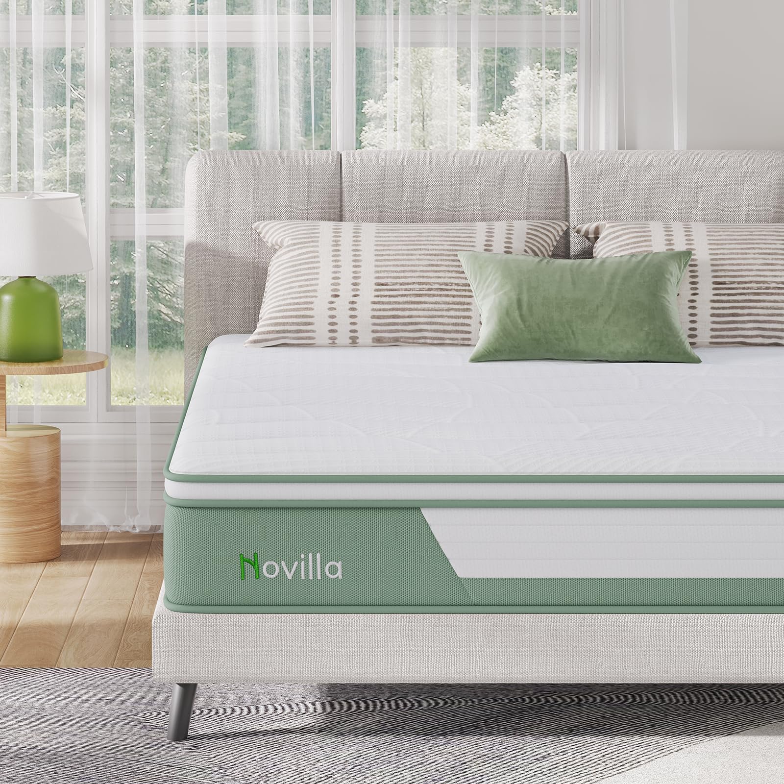 Novilla Mattress Twin XL, 12 Inch 5-Zone Hybrid Mattress with Gel Memory Foam for Pressure Relief & Cool Night, Midume Firm XL Twin Mattress in A Box