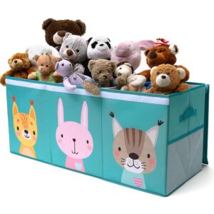 softowl extra large toy storage organizer with lid - sturdy, collapsible toy chest storage box with cute design - toys bin with dividers for kids, boys, girls, nursery, bedroom, play room 37"x16"x14"