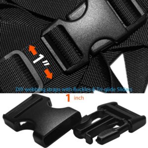 1" Straps and Buckles Set: 6 Yard Nylon Webbing 1 inch (25 mm) Wide, 6 Pack Side Release Buckle, 12 pcs Tri-Glide Sliders, Plastic Clip Quick Fastener Replacement Heavy Duty Dual Adjustable No Sew