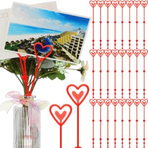 resurhang 320 pcs 9 inch and 13 inch plastic floral pick card holder red heart shaped flower place card holders clips for valentine's day birthday floral arrangement bouquet wedding parties decoration