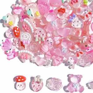 FULUSODO 60pcs Slime Charms Cute Set, Bulk Mixed Resin Charms Set Ornament Scrapbooking