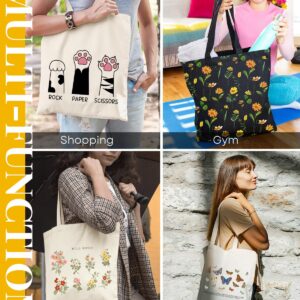 AUSVKAI Canvas Tote Bag Aesthetic for Women, Cute Cat Reusable Cloth Cotton Bags for Shopping college Beach Trendy Gifts