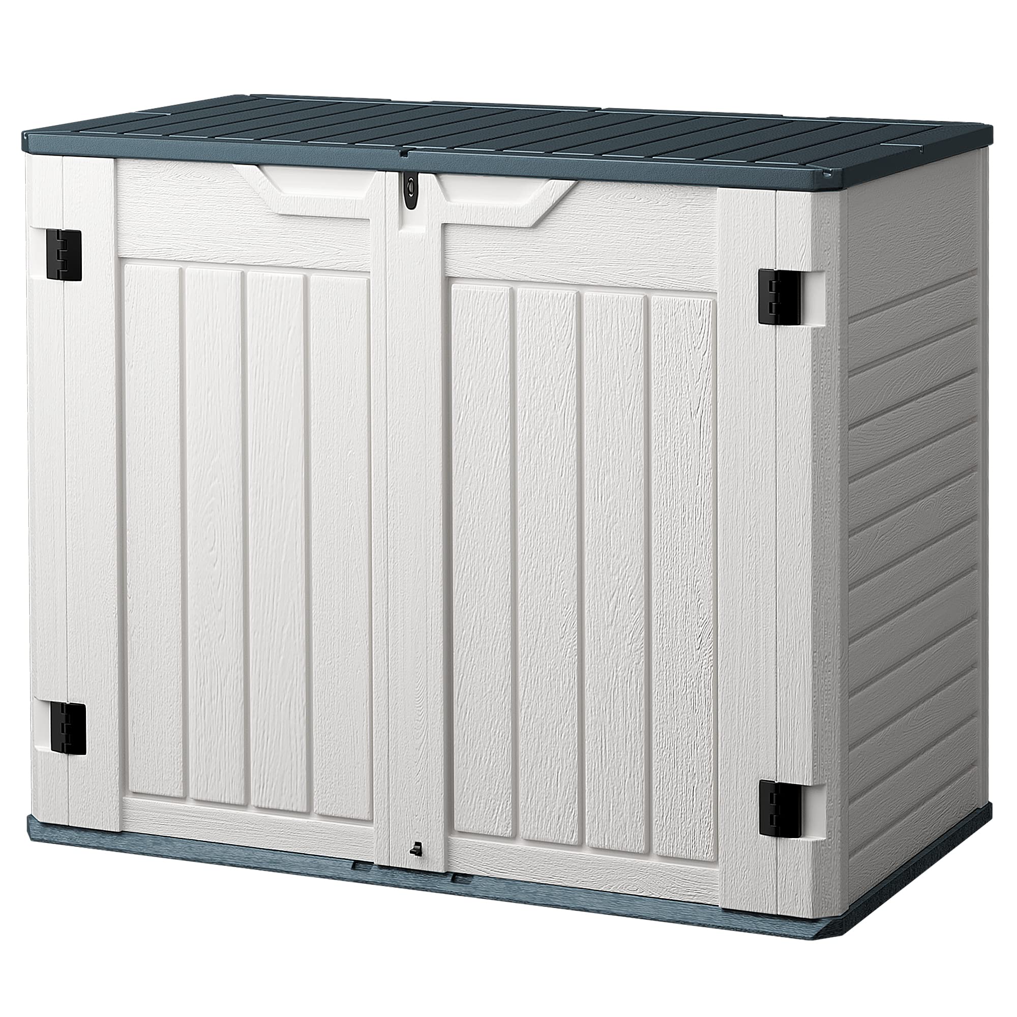 Homall Resin Outdoor Storage Shed 34 Cu Ft Horizontal Outdoor Storage Cabinet, Weather Resistant Resin Tool Shed, Multi-Purpose Shed Lockable Outdoor Storage for Garbage Cans, Lawn Mower and Tools