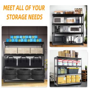 Shuntong The Atlas 72" W Heavy Duty Garage Shelving Load 8000 Lbs, 4 Tier Metal Storage Shelves, Adjustable Industrial Steel Rack for Warehouse Basement Shop, 72" W x 24" D x 72" H, Black