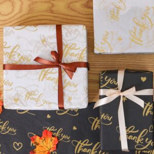 100 Sheet Thankyou Gift Wrapping Tissue Paper 14”x20” Recyclable White with Metallic Gold Packaging Bag for Wedding Birthday Showers Art Craft Party Favor Decoration