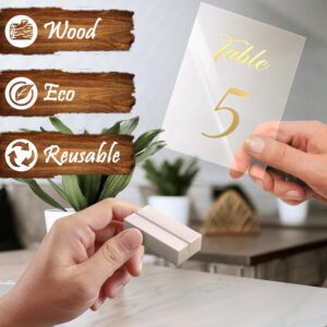 12 Pack Wood Place Card Holder - Small Place Card Holders for Table - White Table Number Holders for Wedding - Table Sign Holders - Picture - Wooden Photo Holders for Tables - Mini Place Card Stands