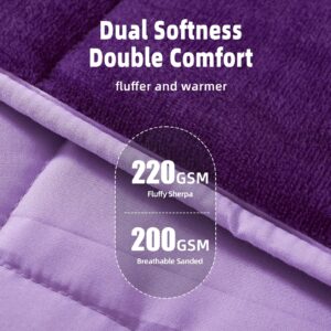 MOTRIP Weighted Blanket 10 Pounds Flannel, Soft Bed Blanket with Sanded Reversible, 48''x72'' 10lbs Purple