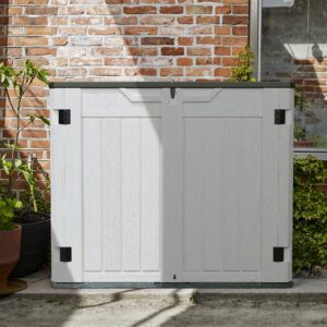 Homall Resin Outdoor Storage Shed 34 Cu Ft Horizontal Outdoor Storage Cabinet, Weather Resistant Resin Tool Shed, Multi-Purpose Shed Lockable Outdoor Storage for Garbage Cans, Lawn Mower and Tools