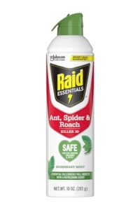 raid essentials ant, roach & spider killer aerosol spray, child & pest safe, kills insects quickly, for indoor use 10oz