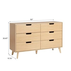 Walker Edison Modern 6-Drawer Dresser Bedroom Storage Organizer, 52 Inch, Riviera