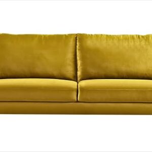 Container Furniture Direct Kent Velvet Sofa for Modern Living Rooms and Compact Spaces, Comfy 3 Seater Couch Studio Apartment Furniture with Sleek Design, Greenish Yellow