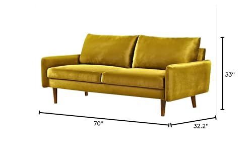 Container Furniture Direct Kent Velvet Sofa for Modern Living Rooms and Compact Spaces, Comfy 3 Seater Couch Studio Apartment Furniture with Sleek Design, Greenish Yellow