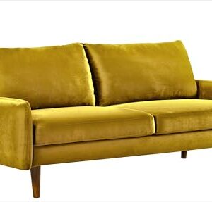 Container Furniture Direct Kent Velvet Sofa for Modern Living Rooms and Compact Spaces, Comfy 3 Seater Couch Studio Apartment Furniture with Sleek Design, Greenish Yellow